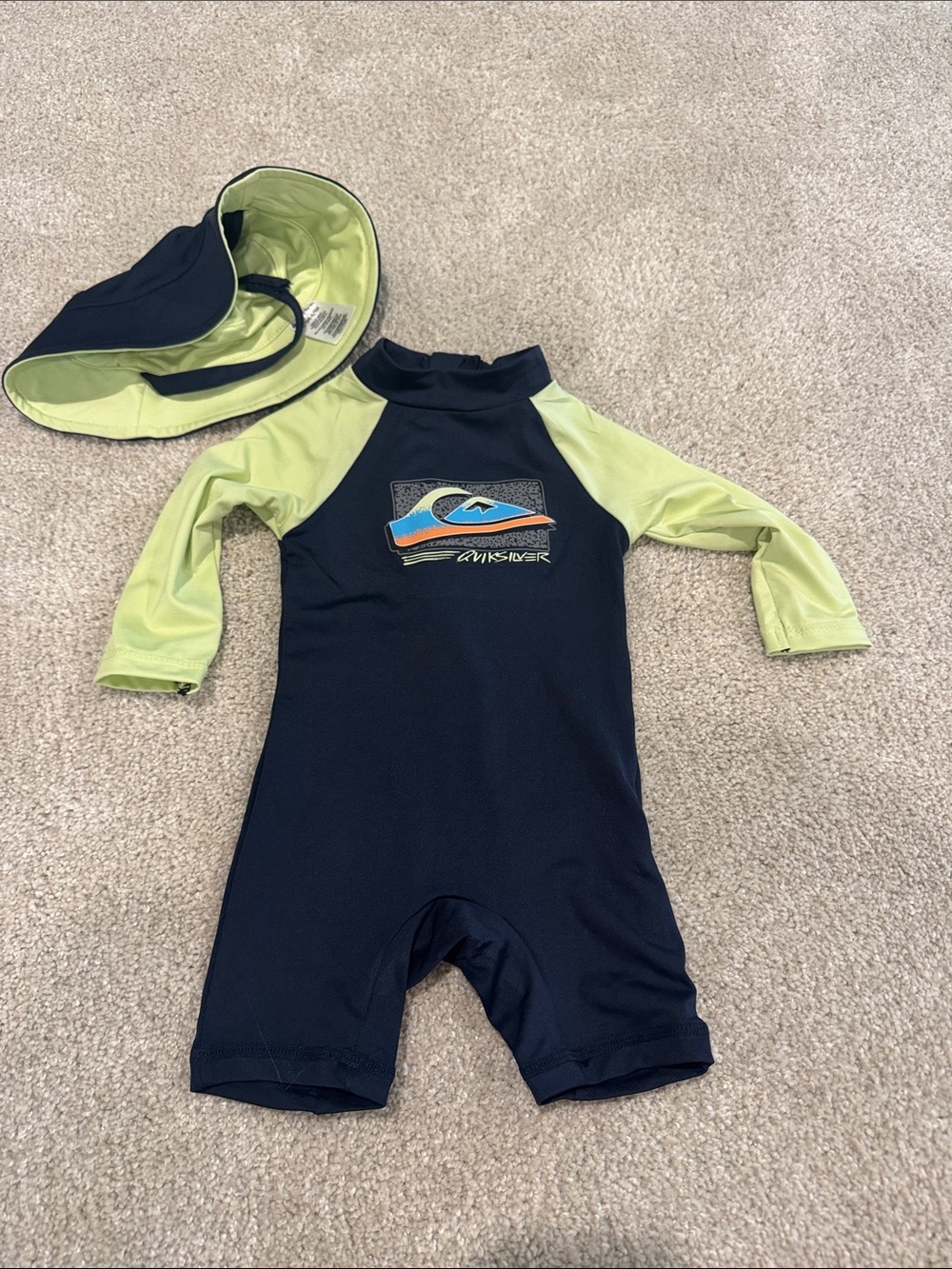 Baby Quiksilver Long Sleeve Rashguard Swimsuit with Hat